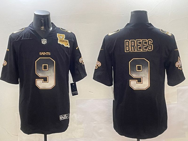 Men New Orleans Saints #9 Brees Black Nike Smoke Fashion 2024 Limited NFL Jersey style 2->new orleans saints->NFL Jersey
